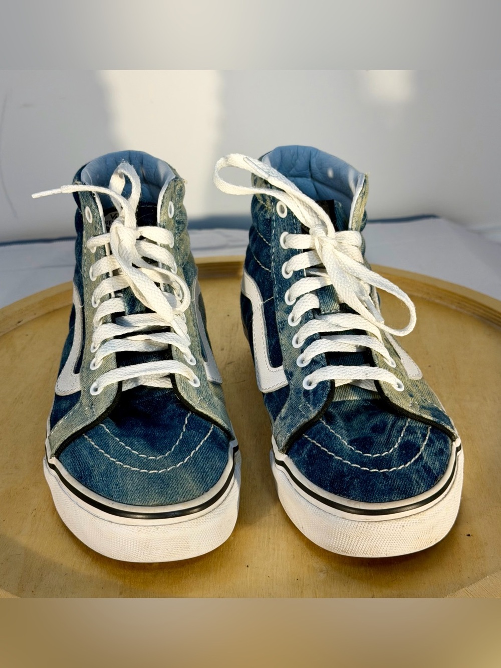 Vans Blue Denim High-Top Sneakers with White Accents